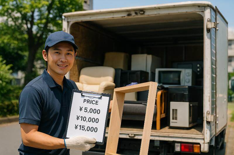 料金説明をしながら不用品を積み込むスタッフの様子